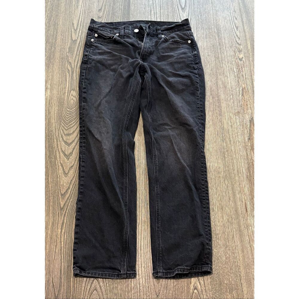 American Eagle Womens High-Rise Straight Jeans Denim Stretch Black Size 4